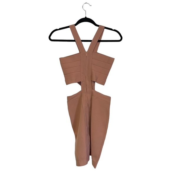 NBD Tan Bandage Cut Out Mini Dress Small - Picture 5 of 7